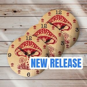 Wooden Mushroom Clock,  Wall Clock, Housewarming Gift, Mushroom Decor, Mushroom